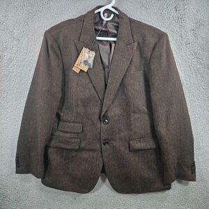 NEW PJ Paul Jones Wool Blend Blazer Jacket Sport Coat Men XL Herringbone Brown
